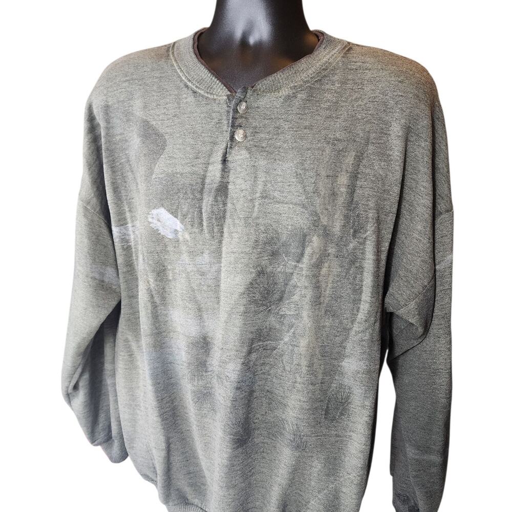 Forest Glen Henley Shirt XL Long Sleeve Sweater Eagle Wildlife Pullover Vintage